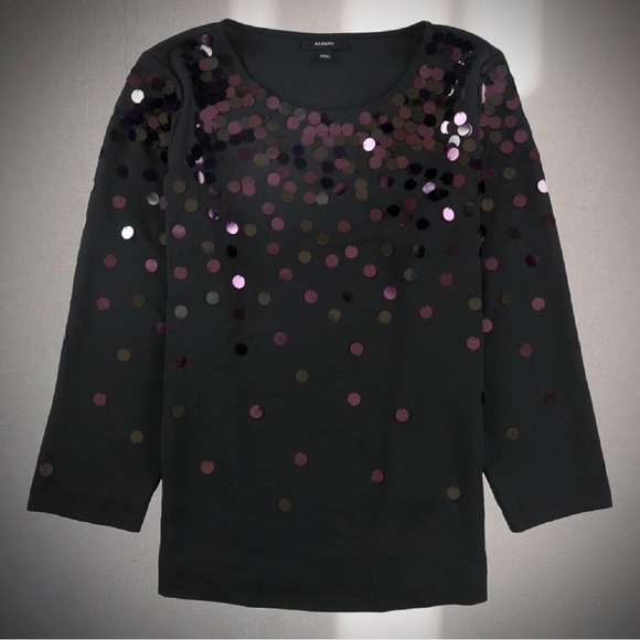 Alfani Tops - NWT Alfani Black/Gilded Plum Sequin Embellished Top